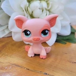 Littlest Pet Shop LPS #622 Pink Pig Blue Eyes Polka Dot Ears